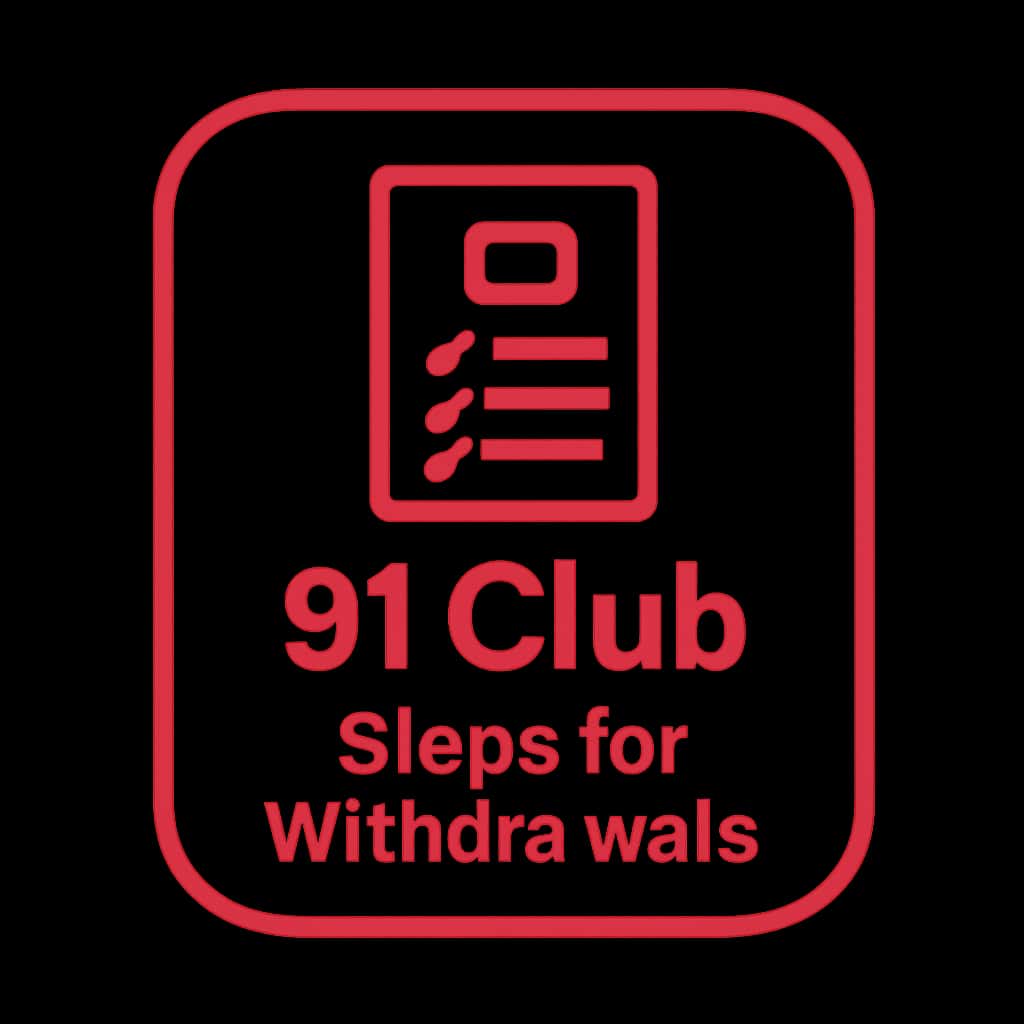An icon symbolizing guidance for 91 Club withdrawals featuring the text '91 Club'.