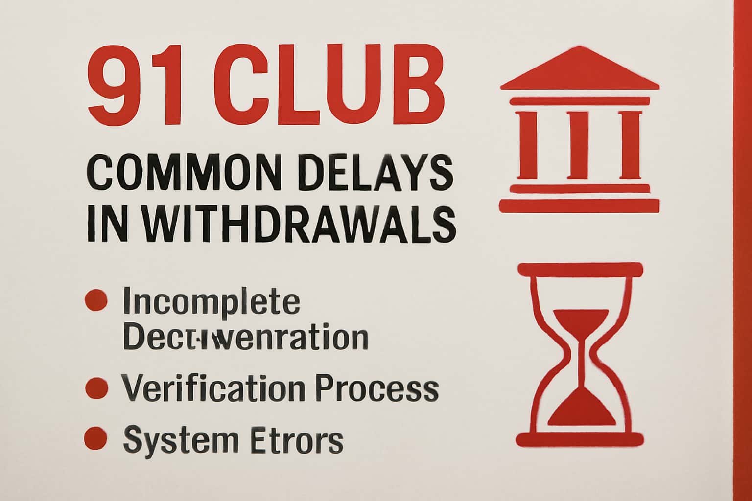 An informative scene illustrating delays in 91 Club withdrawals.