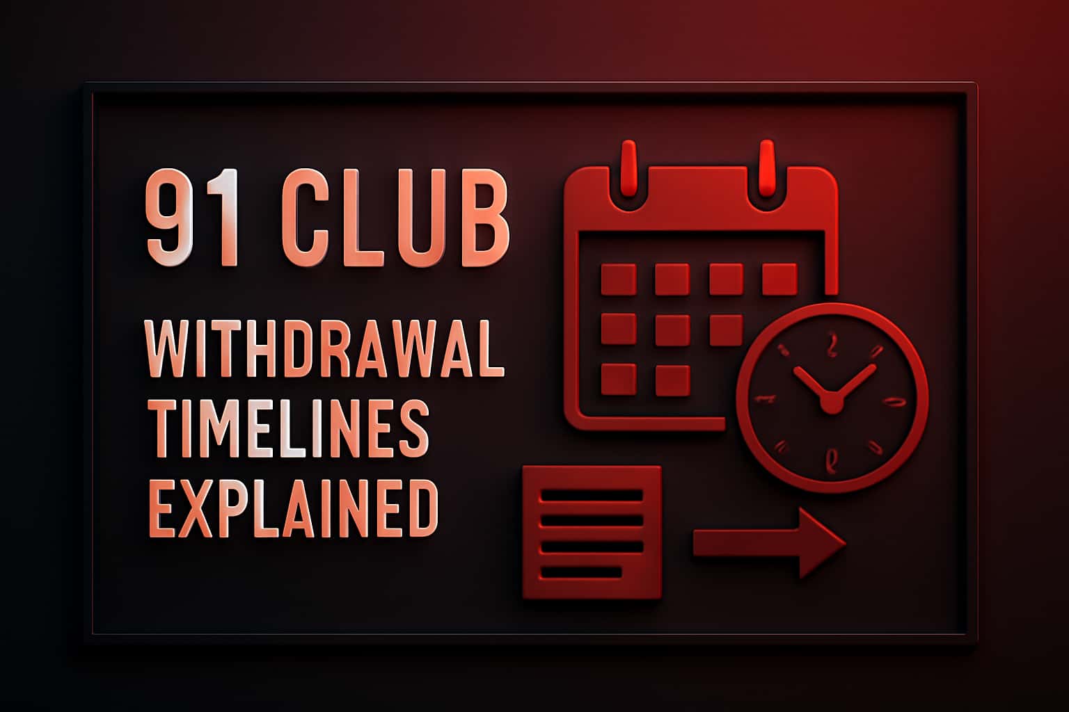 Informational graphic depicting withdrawal timelines for 91 Club.