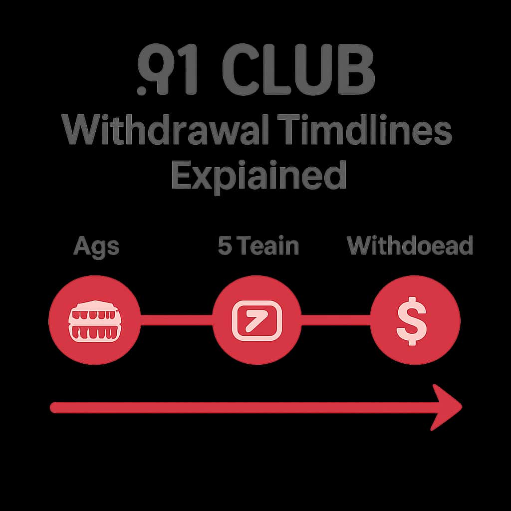 Illustration detailing the withdrawal steps for 91 Club.