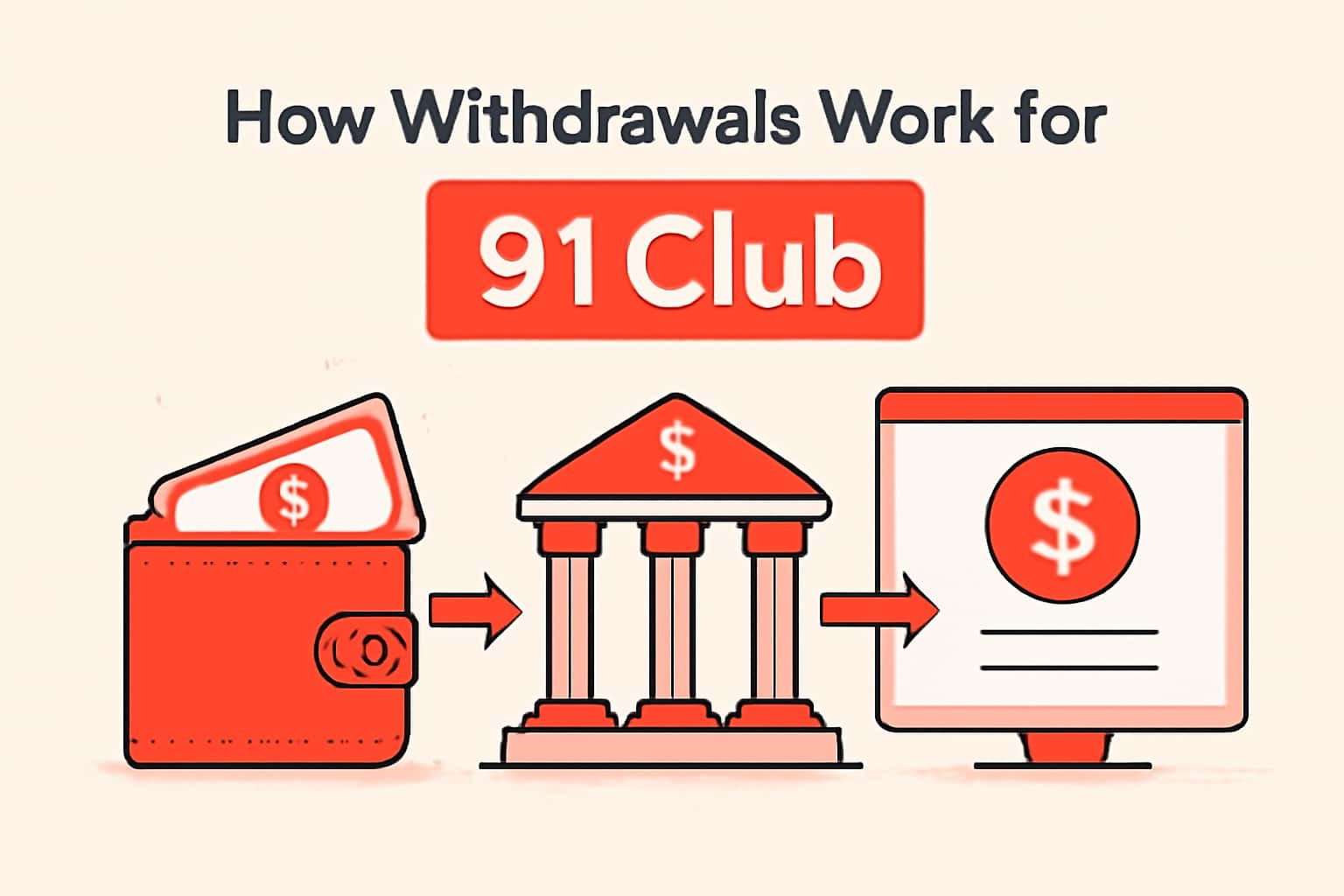An informative scene depicting the withdrawal process for 91 Club.