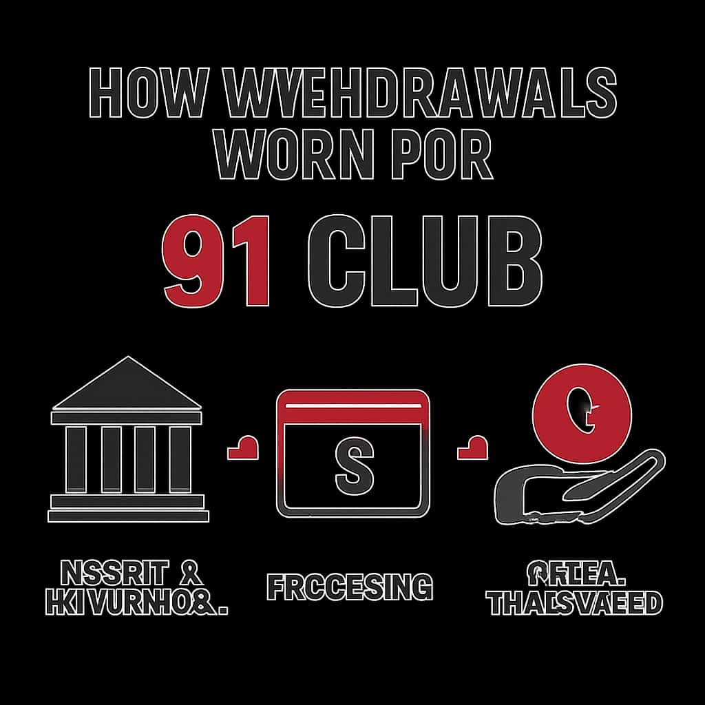 An educational illustration explaining 91 Club withdrawal steps.
